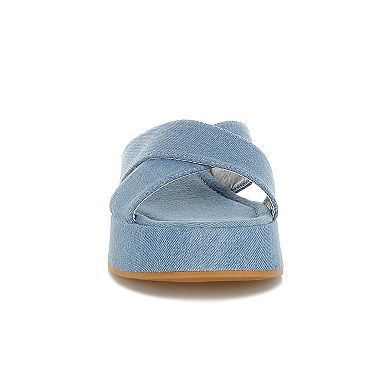 London Rag Karbi Women's Fabric Platform Sandals