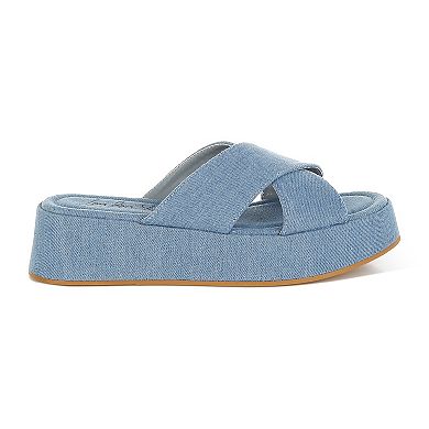 London Rag Karbi Women's Fabric Platform Sandals