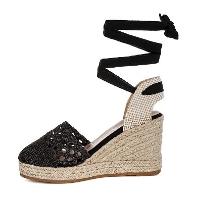 London Rag Sea Breeze Women's Wedge Espadrille Sandals