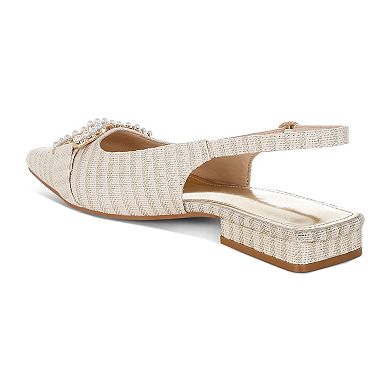 London Rag Crina Women's Pointed Toe Striped Slingback Dress Shoes