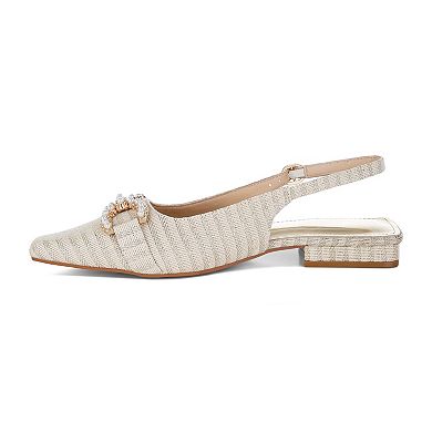 London Rag Crina Women's Pointed Toe Striped Slingback Dress Shoes