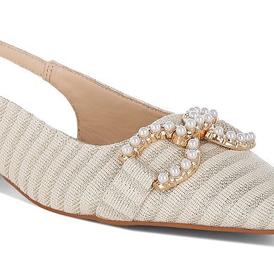 London Rag Crina Women's Pointed Toe Striped Slingback Dress Shoes