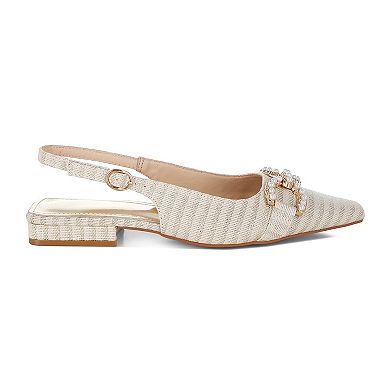 London Rag Crina Women's Pointed Toe Striped Slingback Dress Shoes