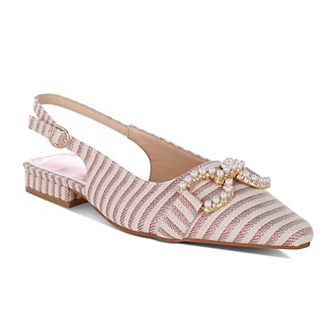 London Rag Crina Women's Pointed Toe Striped Slingback Dress Shoes