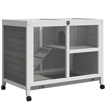 PawHut Small Rabbit Cage, Desk and Side Table Sized, Waterproof