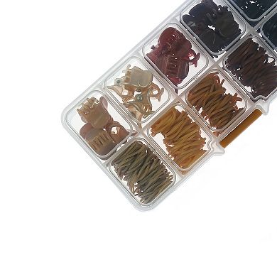 Emberly Assorted Elastics & Claw Clips Storage Box