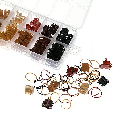 Emberly Assorted Elastics & Claw Clips Storage Box