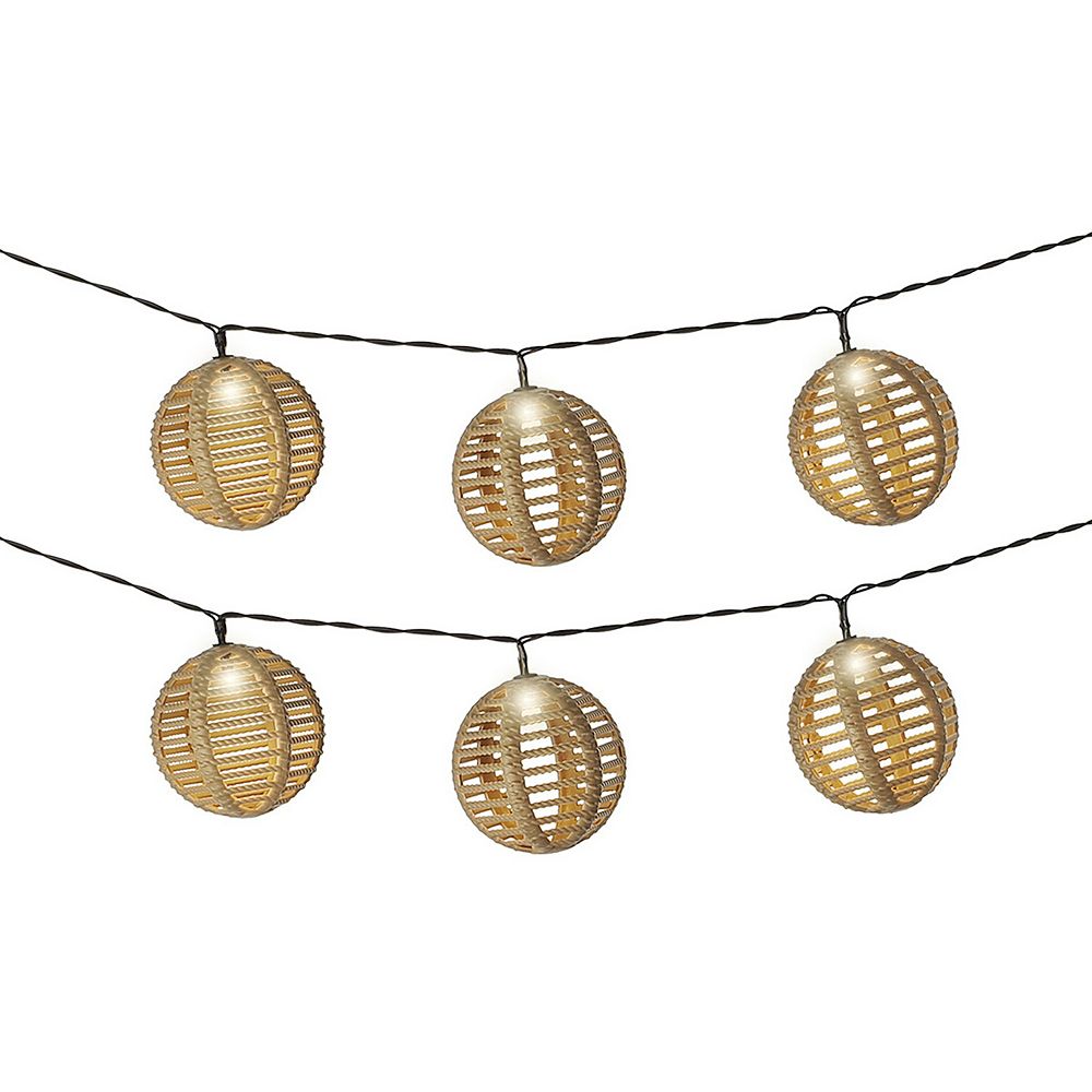 Kaemingk Brown Wicker Solar-Powered String Lights
