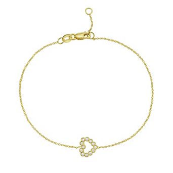 Karat Rush 14k Gold Open Heart Bracelet with Diamond Accents