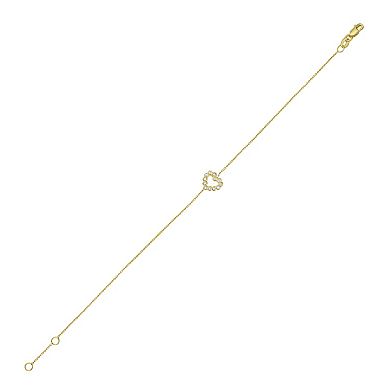 Karat Rush 14k Gold Open Heart Bracelet with Diamond Accents