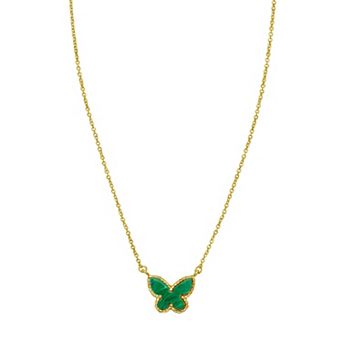 Karat Rush 14k Gold Malachite Butterfly Necklace