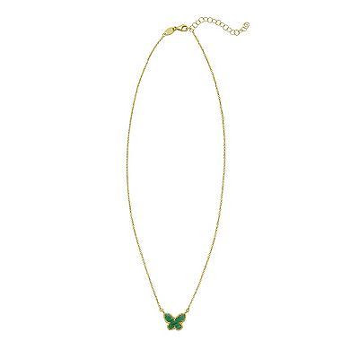 Karat Rush 14k Gold Malachite Butterfly Necklace