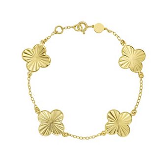 Karat Rush 14k Gold Stationed Flowers Bracelet