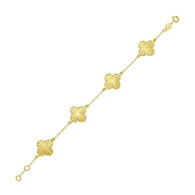 14k Gold Stationed Flowers Bracelet