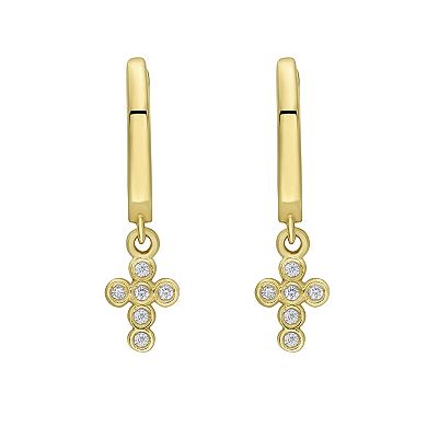 Karat Rush 14k Gold Diamond Cross Nickel Free Hoop Earrings