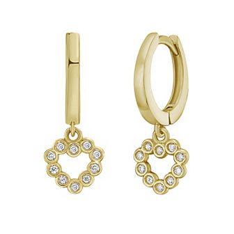 Karat Rush 14k Gold Diamond Heart Nickel Free Hoop Earrings