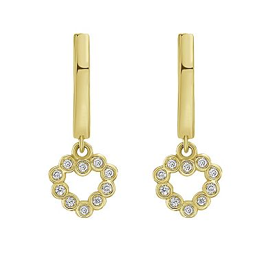 14k Gold Diamond Heart Hoop Earrings