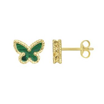 Karat Rush 14k Gold Malachite Butterfly Stud Earrings