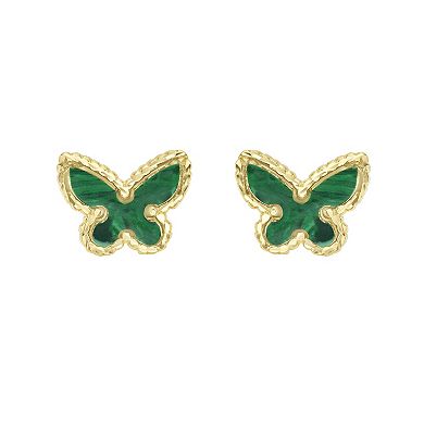 Karat Rush 14k Gold Malachite Butterfly Stud Earrings