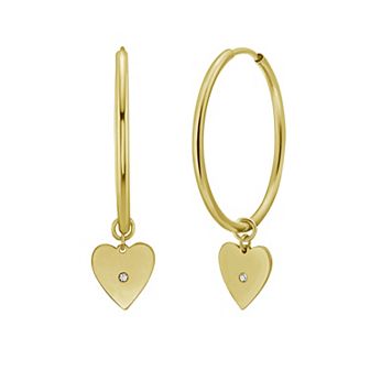 Karat Rush 14k Gold Heart Dangle Huggie Earrings
