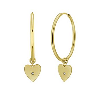 Karat Rush 14k Gold Heart Dangle Huggie Earrings