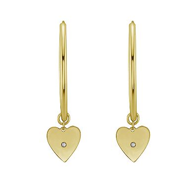 Karat Rush 14k Gold Heart Dangle Huggie Earrings