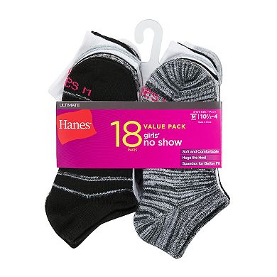 Girls Hanes 18-Pack No Show Socks Set