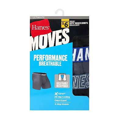 Boys 4-20 Hanes® 5+1 Bonus Pack Moves Ultimate Performance Stretch Boxer Briefs Underwear