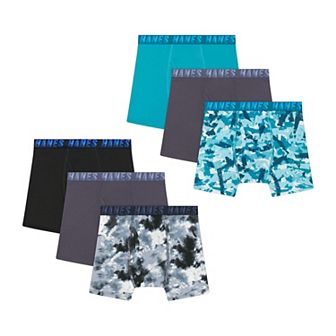 Boys 4-20 Hanes® 5+1 Bonus Pack Moves Ultimate Performance Stretch Solids/Camo Prints Boxer Briefs Underwear