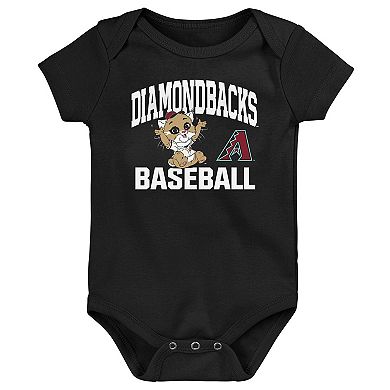 Infant Black Arizona Diamondbacks Batter Up 3-Pack Bodysuit Set