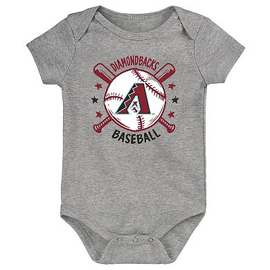 Infant Black Arizona Diamondbacks Batter Up 3-Pack Bodysuit Set