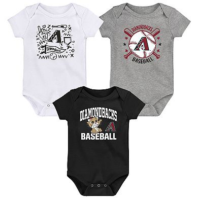 Infant Black Arizona Diamondbacks Batter Up 3-Pack Bodysuit Set