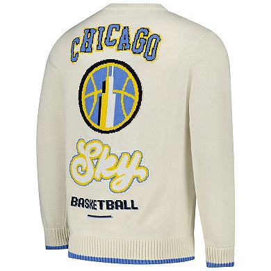 Unisex The Wild Collective Cream Chicago Sky Jacquard Pullover Sweater