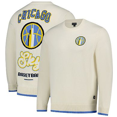 Unisex The Wild Collective Cream Chicago Sky Jacquard Pullover Sweater