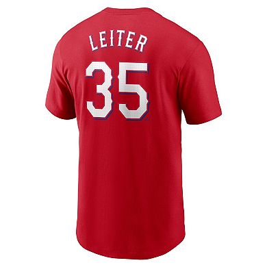 Men's Nike Jack Leiter Red Texas Rangers Fuse Name & Number T-Shirt
