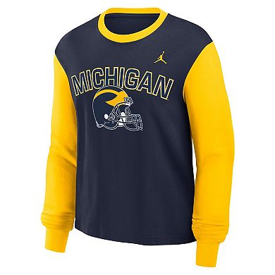 Women's Nike College Navy Michigan Wolverines Boxy Long Sleeve T-Shirt
