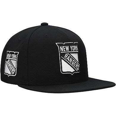 Men's Mitchell & Ness Black New York Rangers Team Snapback Hat