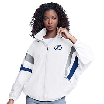 Women's G-III Sports by Carl Banks White Tampa Bay Lightning Game News Oversized Full-Zip Hoodie Jacket