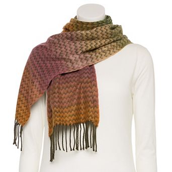 Softer Than Cashmere Ombre Chevron Scarf with Fringe Detail