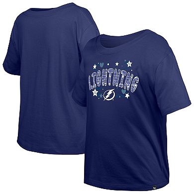Girl's Youth New Era Blue Tampa Bay Lightning Flip Sequin T-Shirt