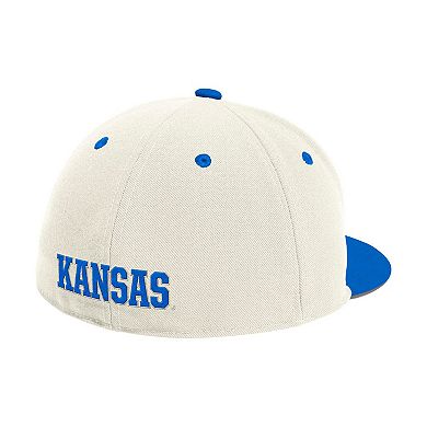 Men's adidas Cream Kansas Jayhawks On-Field Fitted Baseball Hat