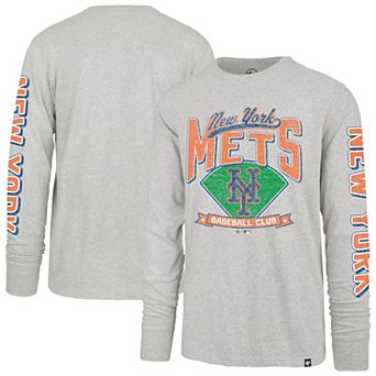 Men's '47 Gray New York Mets Fair Ball Franklin Long Sleeve T-Shirt