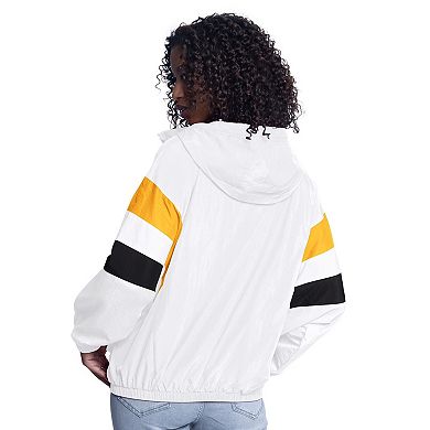Women's G-III Sports by Carl Banks White Boston Bruins Game News Oversized Full-Zip Hoodie Jacket