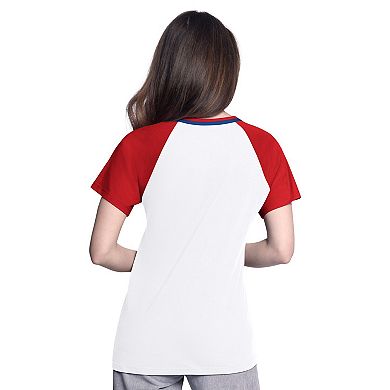 Women's�G-III 4Her by Carl Banks White/Red Philadelphia Phillies Ball Park Raglan V-Neck T-Shirt