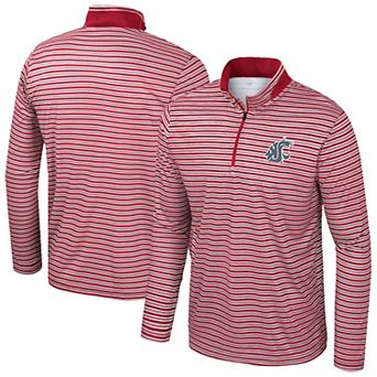 Men's Colosseum Crimson Washington State Cougars Striped Quarter-Zip Top
