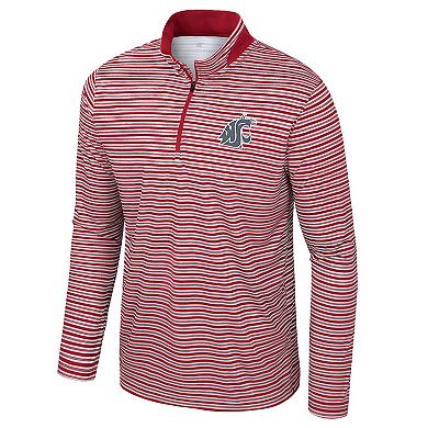 Men's Colosseum Crimson Washington State Cougars Striped Quarter-Zip Top