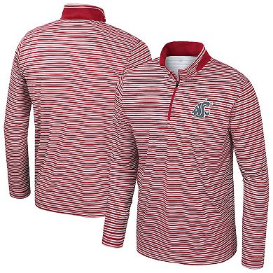 Men's Colosseum Crimson Washington State Cougars Striped Quarter-Zip Top