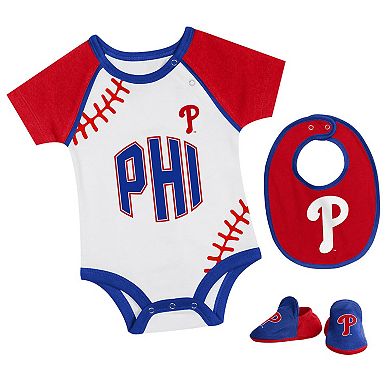 "Newborn & Infant Philadelphia Phillies Tied Up Bodysuit, Bib & Bootie Set"