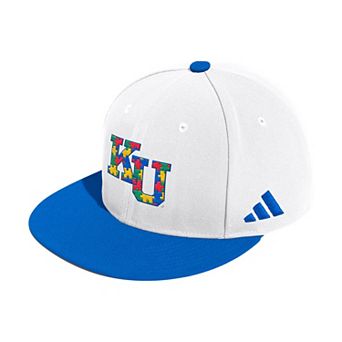 Men's��adidas White Kansas Jayhawks On-Field Fitted Baseball Hat