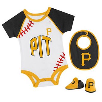 "Newborn & Infant Pittsburgh Pirates Tied Up Bodysuit, Bib & Bootie Set"